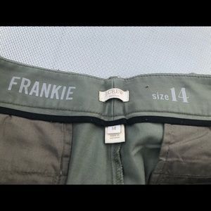 JCrew Frankie olive trouser size 14